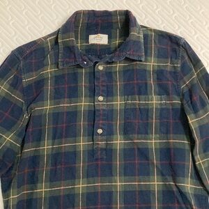 Marine Layer Popover Flannel Blue Green Yellow Red Plaid Medium